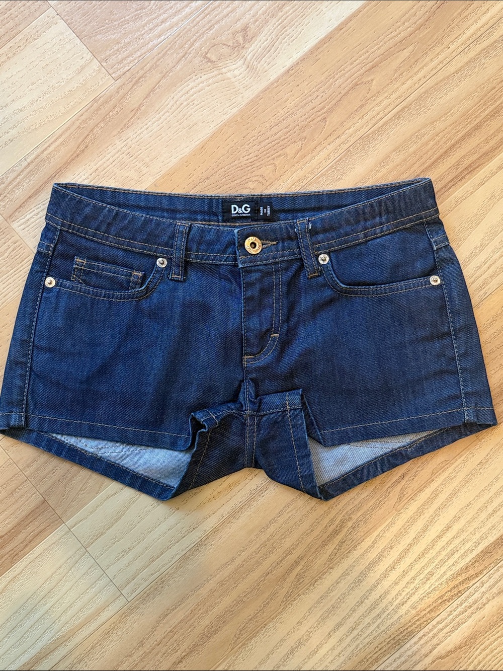 D&G Dark Blue Denim Low-Rise Jean Shorts